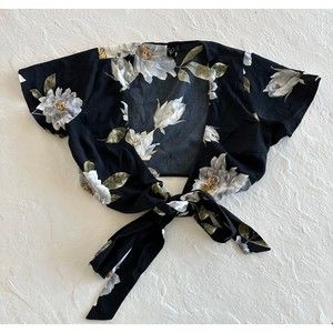 Windsor Black Floral Open Tie Blouse
